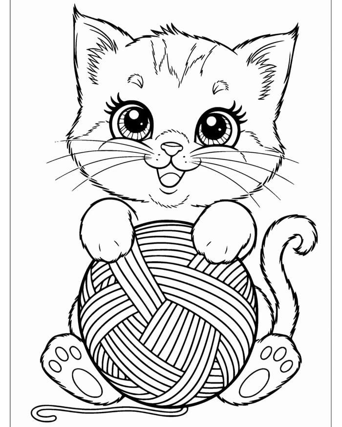 tranh tô màu mèo dễ thương vui nhộn