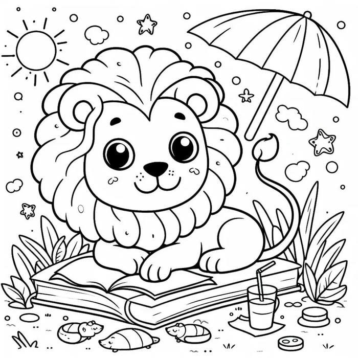 tranh tô màu sư tử cơ bản