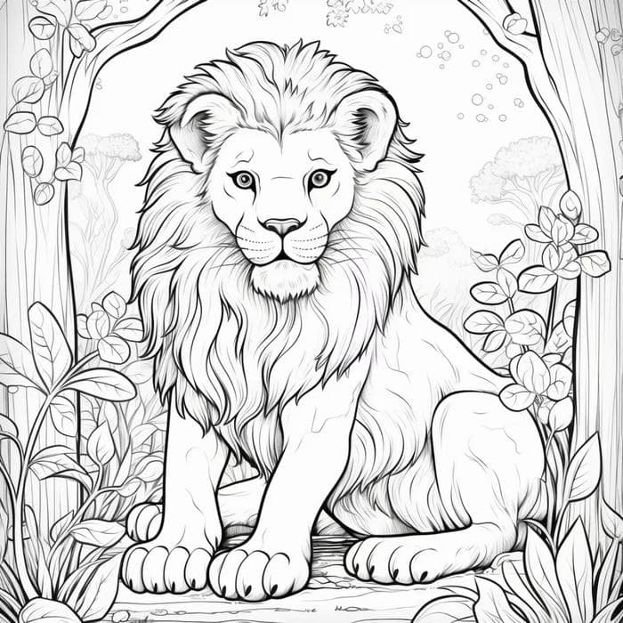 tranh tô màu sư tử thiếu nhi