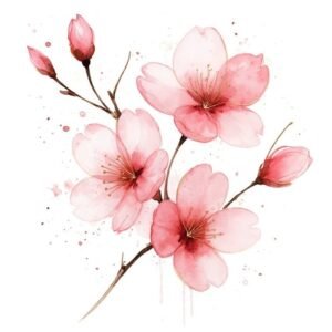 tranh vẽ hoa đào tươi tắn