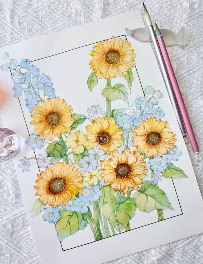 tranh vẽ hoa hướng dương chất lượng