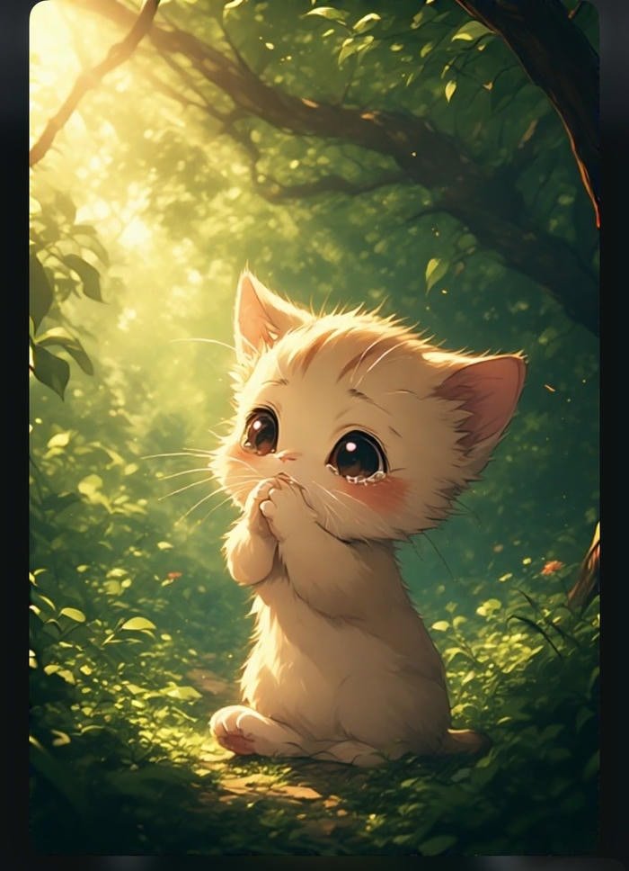 Ảnh anime mèo tai nhỏ dựng