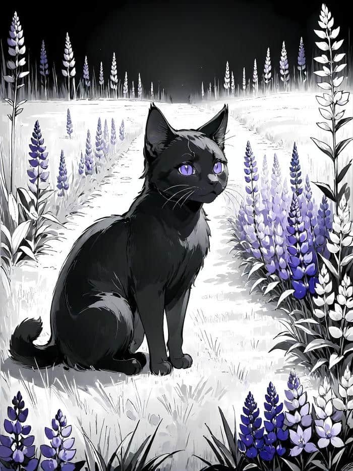 Ảnh con mèo anime nhìn quanh