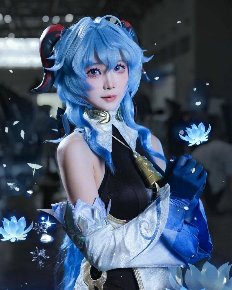 Ảnh cosplay ganyu chibi dễ thương đầu to thân nhỏ xinh