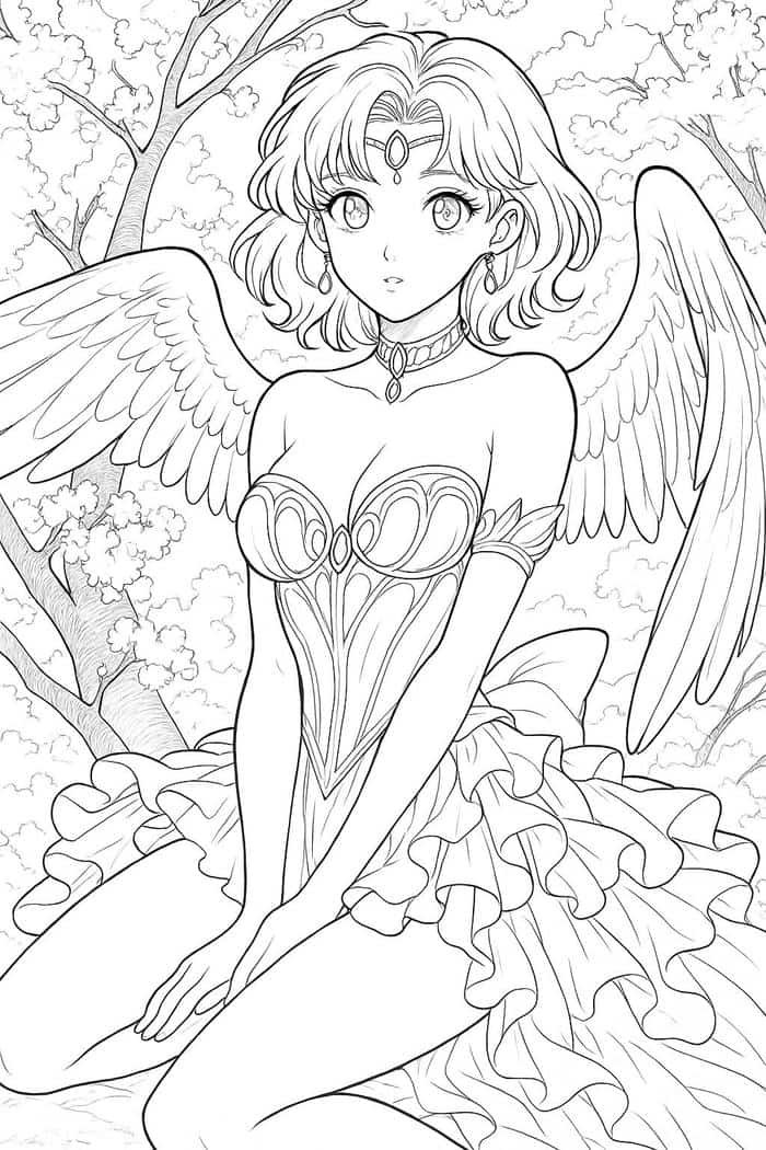 Ảnh tô màu anime ánh mắt long lanh