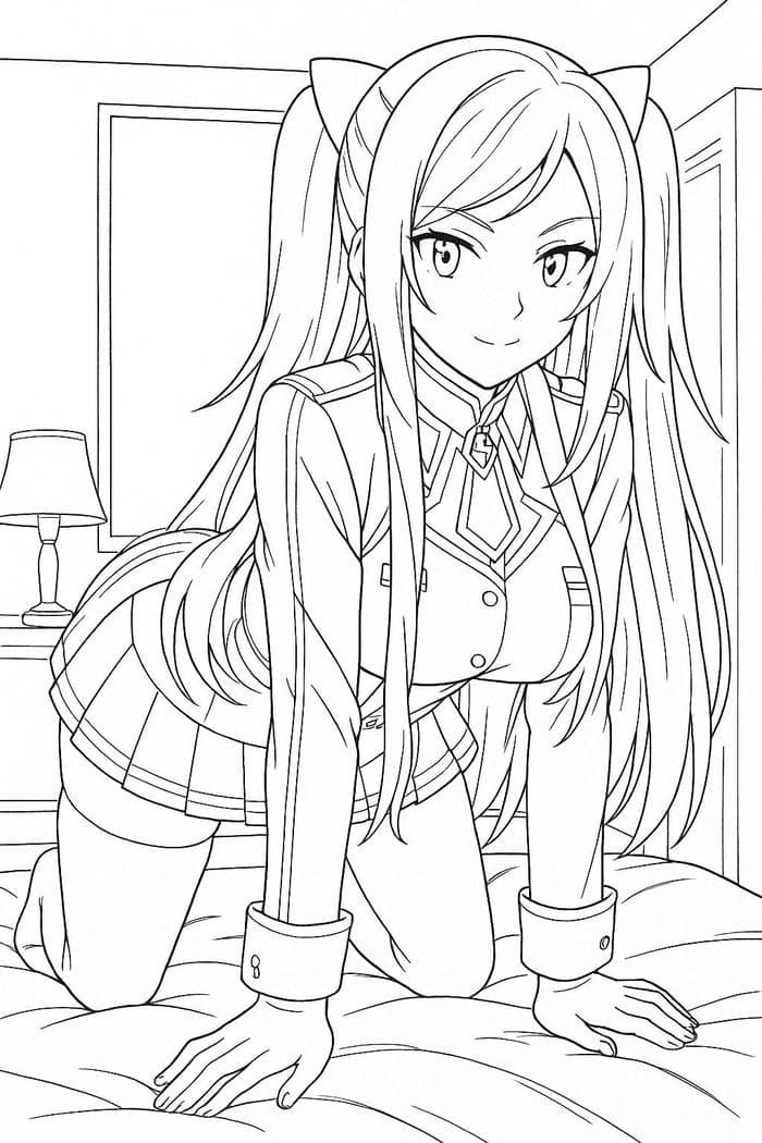 Ảnh tô màu anime nét mặt dễ thương