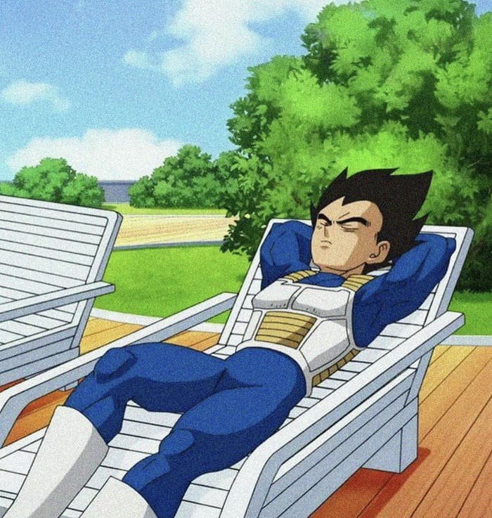 Anime Vegeta thư giãn sau chiến đấu