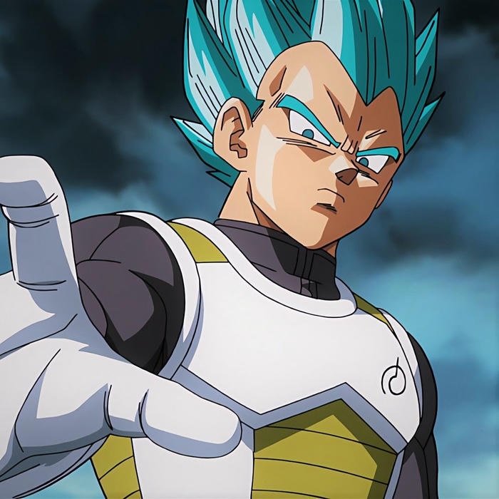 Anime Vegeta với biểu cảm tức giận