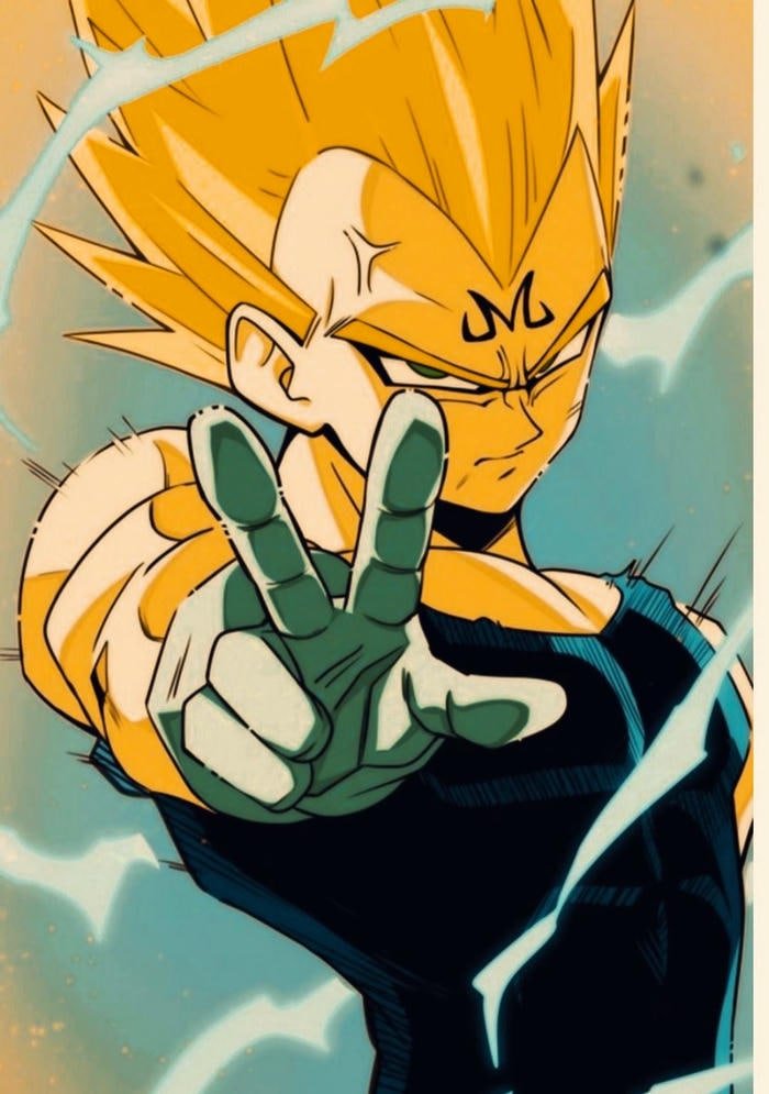 Anime Vegeta với mái tóc vàng rực