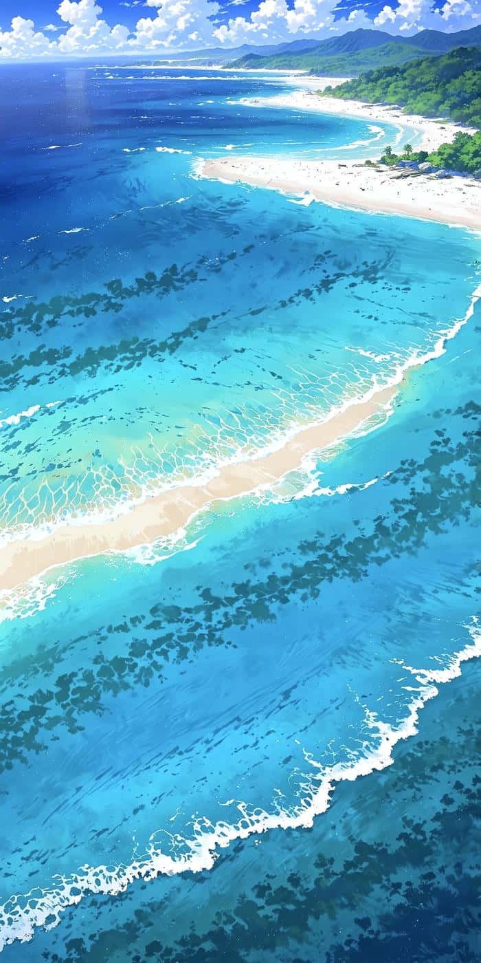 Bức ảnh anime biển sắc màu dịu