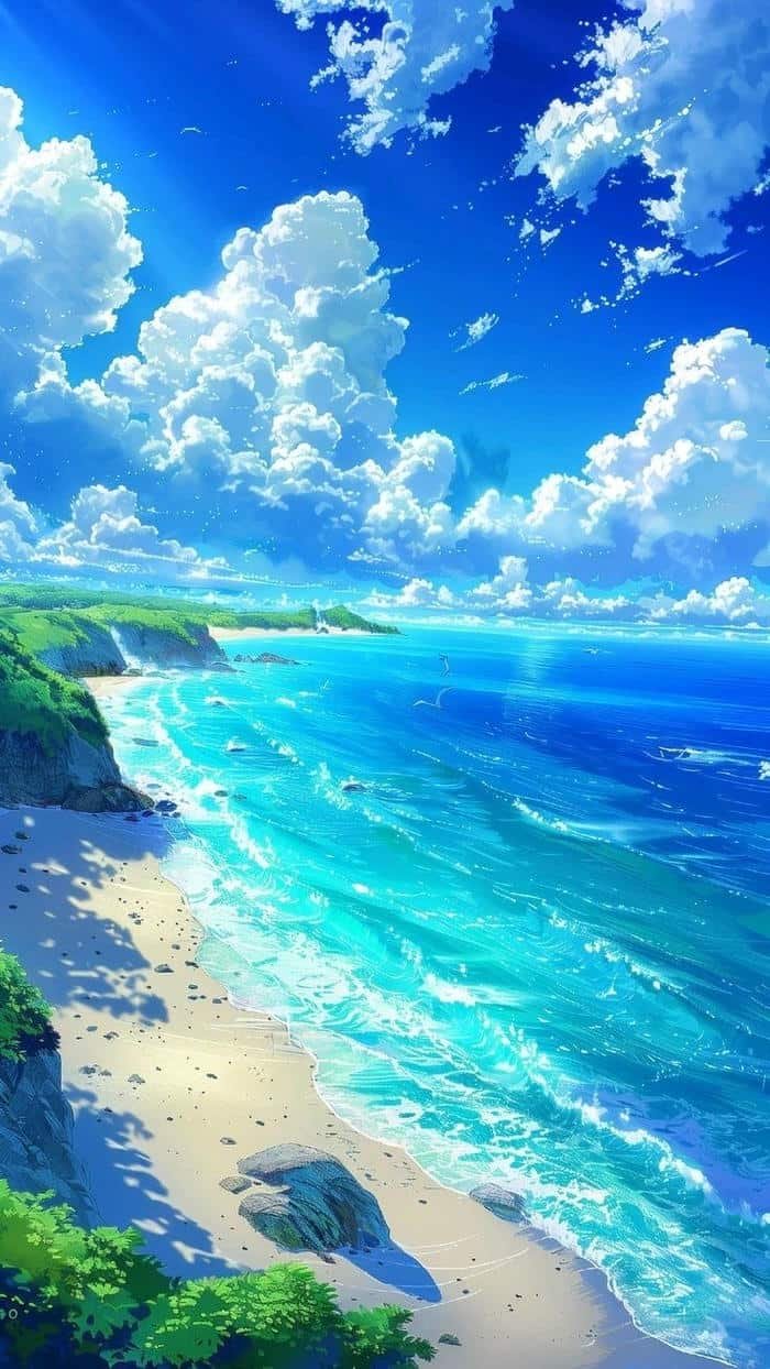 Bức ảnh biển anime sóng xa bờ