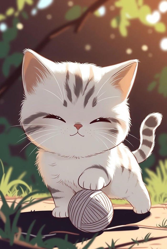 Bức ảnh con mèo anime nhìn thẳng