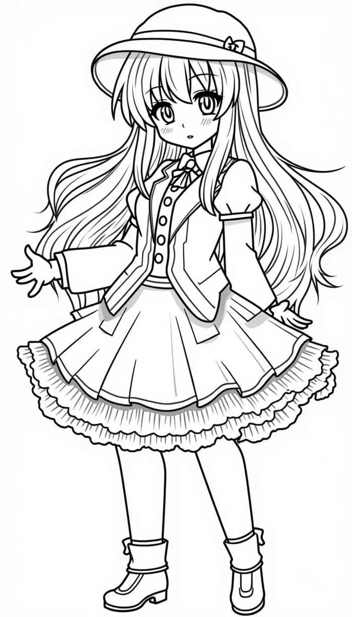 Bức ảnh tô màu anime biểu cảm tươi