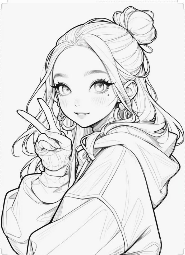 Bức ảnh tô màu anime phong thái hiền