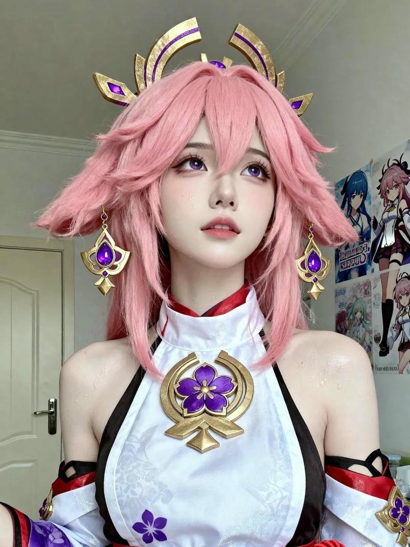 Đại pháp sư yae miko nhìn thẳng ống kính đầy thần thái