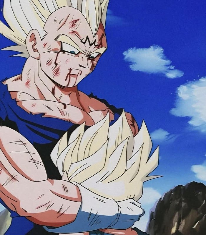 Hình Vegeta sẵn sàng tấn công đối thủ