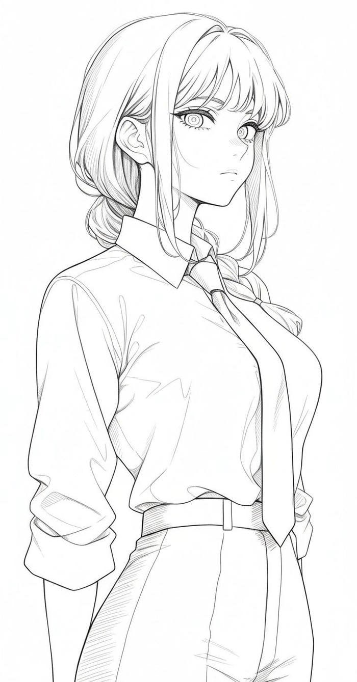 Hình ảnh ảnh tô màu anime ăn mặc lịch sự