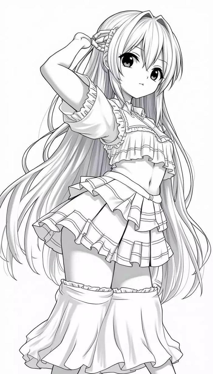 Hình ảnh ảnh tô màu anime ánh nhìn hiền