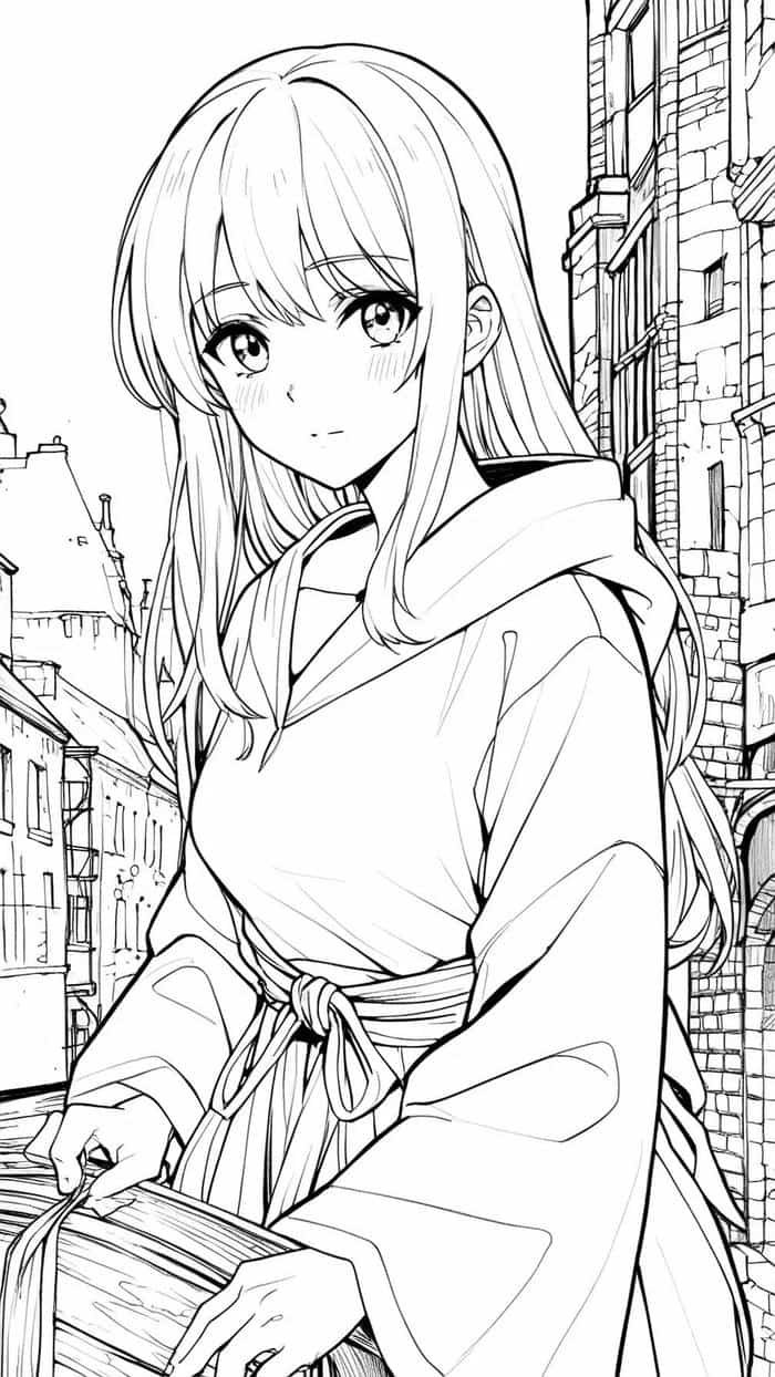 Hình ảnh ảnh tô màu anime ánh nhìn sáng