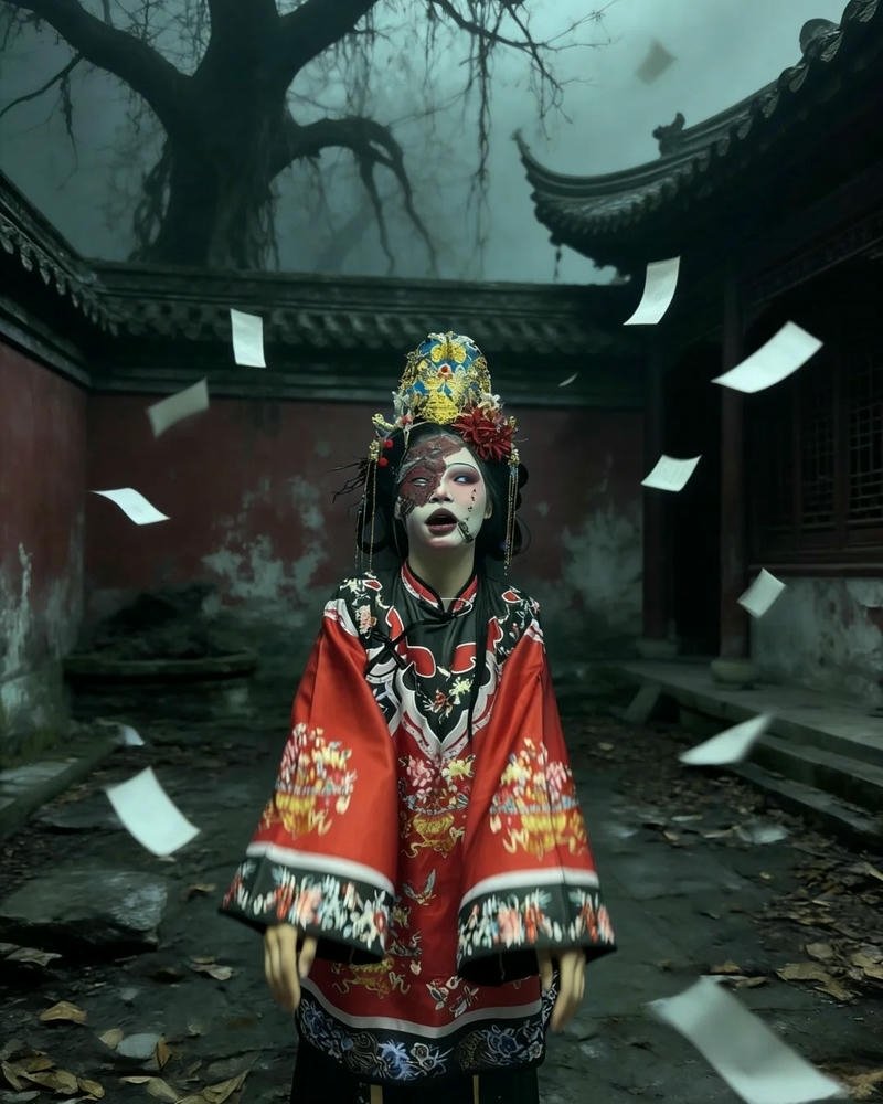 Hình ảnh ma kinh dị cương thi đứng giữa rừng