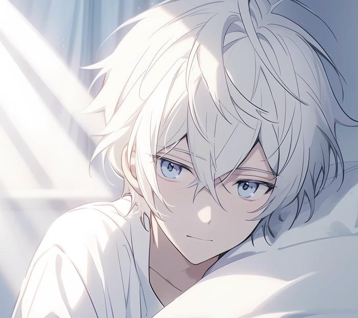 Hình ảnh nam anime tóc trắng đẹp mắt