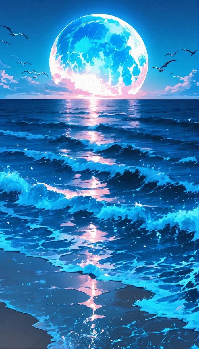 Hình anime biển ánh nhìn xa