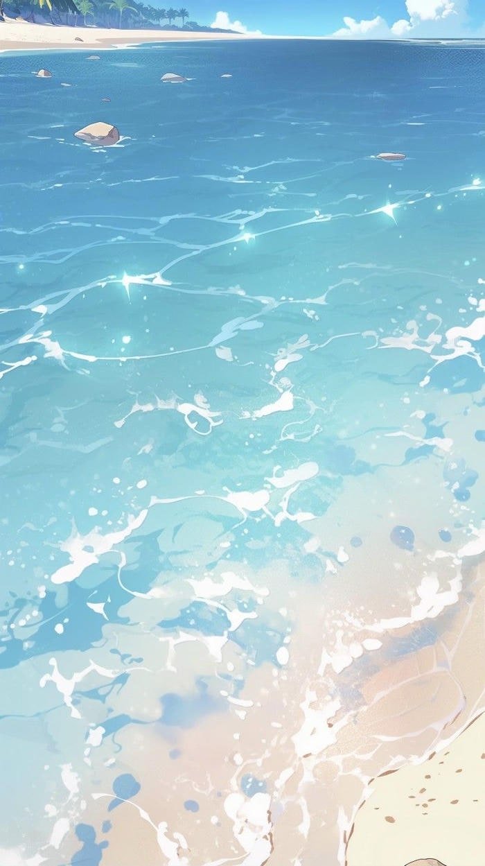 Hình anime biển mặt nước long lanh