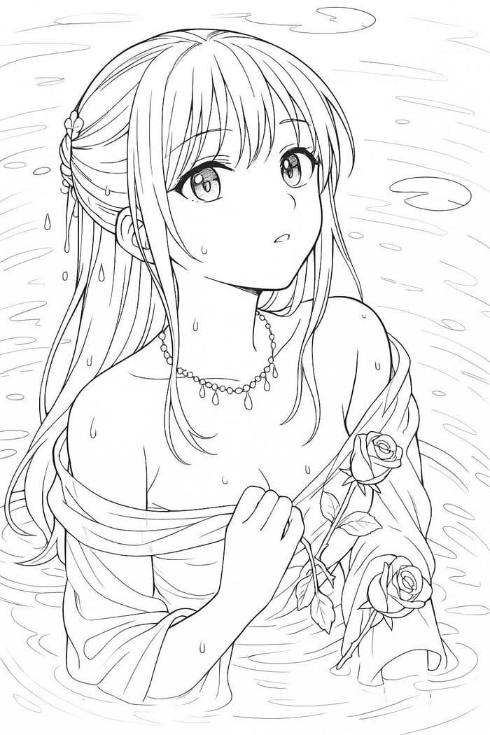 Hình tô màu anime ánh mắt to