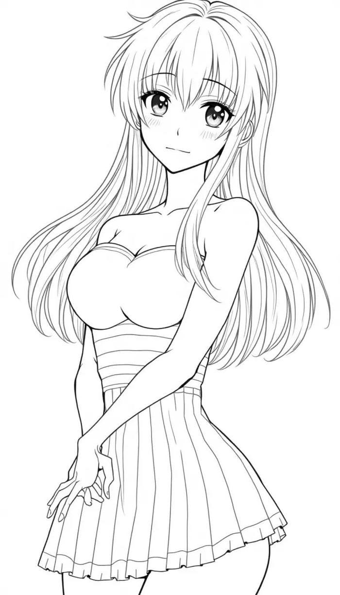 Hình tô màu anime biểu cảm e thẹnjpg