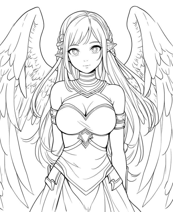 Hình tô màu anime mái tóc mềm