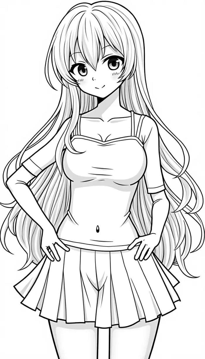 Hình tô màu anime nét vẽ rõ