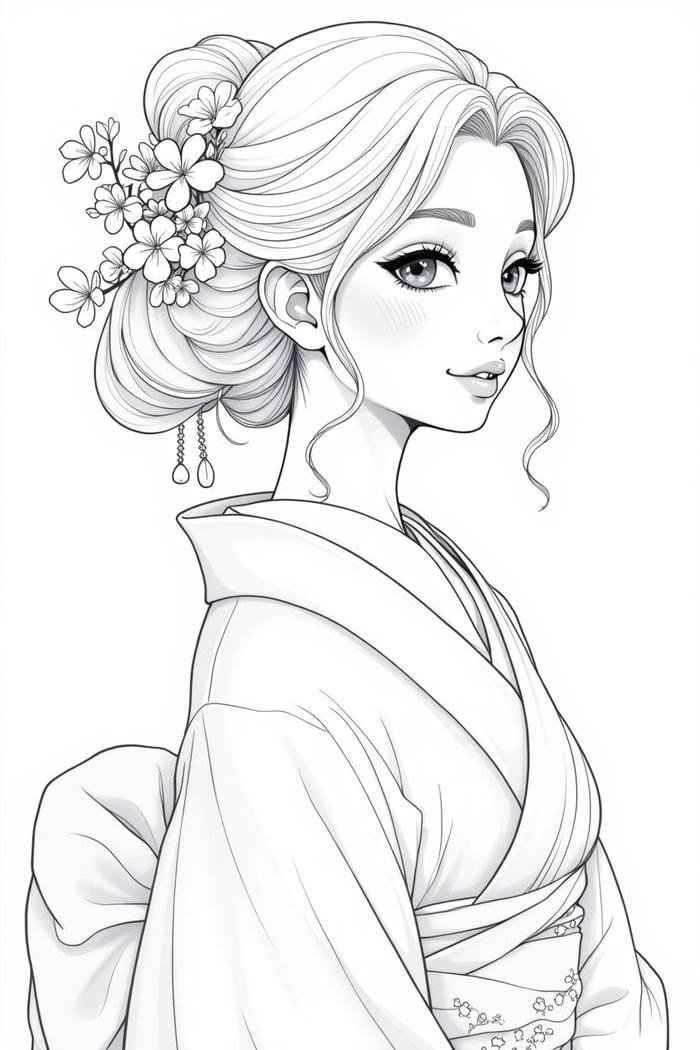 Hình tô màu anime thần thái dễ thương