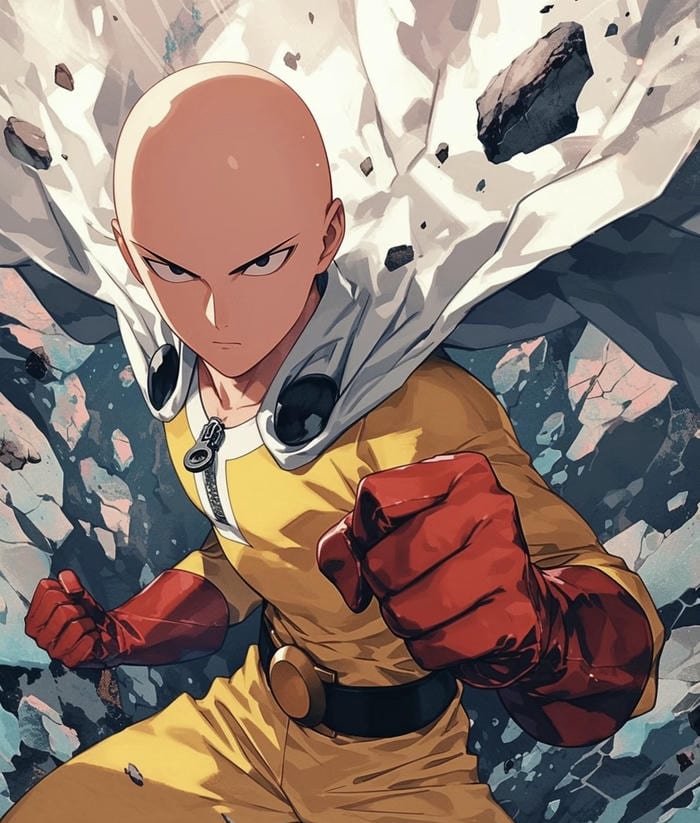 Saitama trông cực kỳ mạnh mẽ