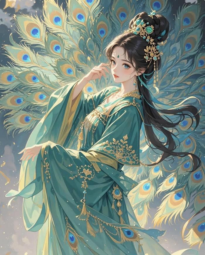 ảnh anime công chúa khí chất váy xanh