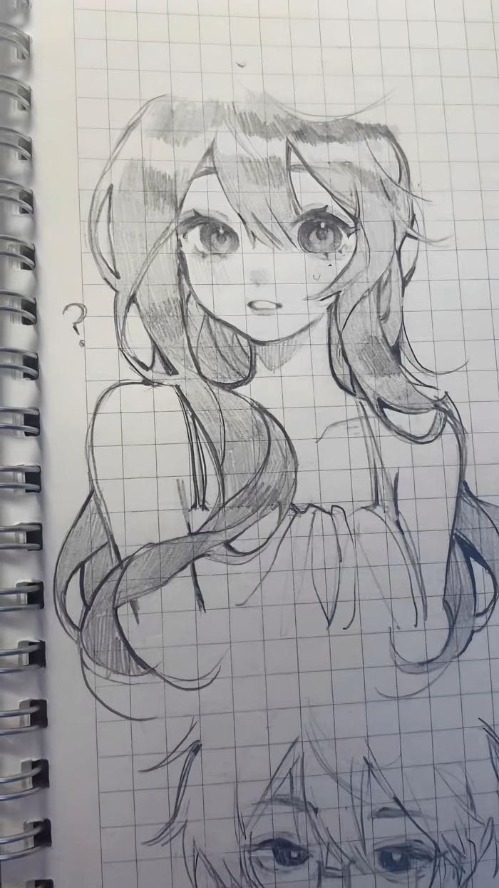 ảnh tranh vẽ anime nhân vật nét mặt dịu