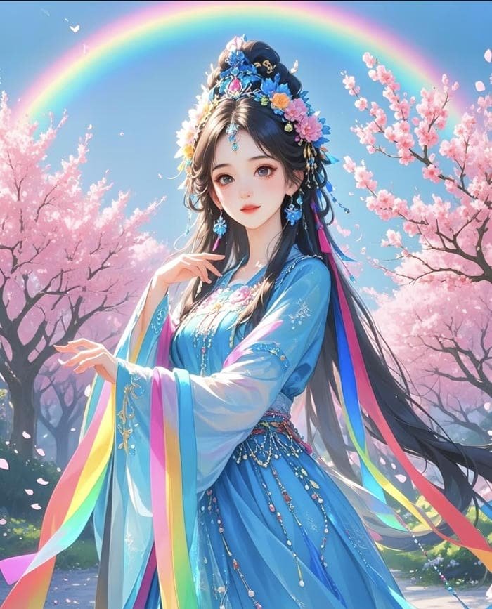 bức ảnh công chúa lạnh lùng đứng trong vườn hoa