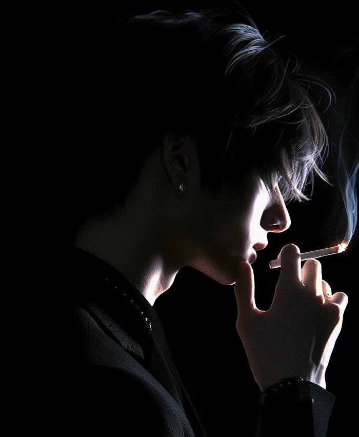 bức hình anime hút thuốc cô độc