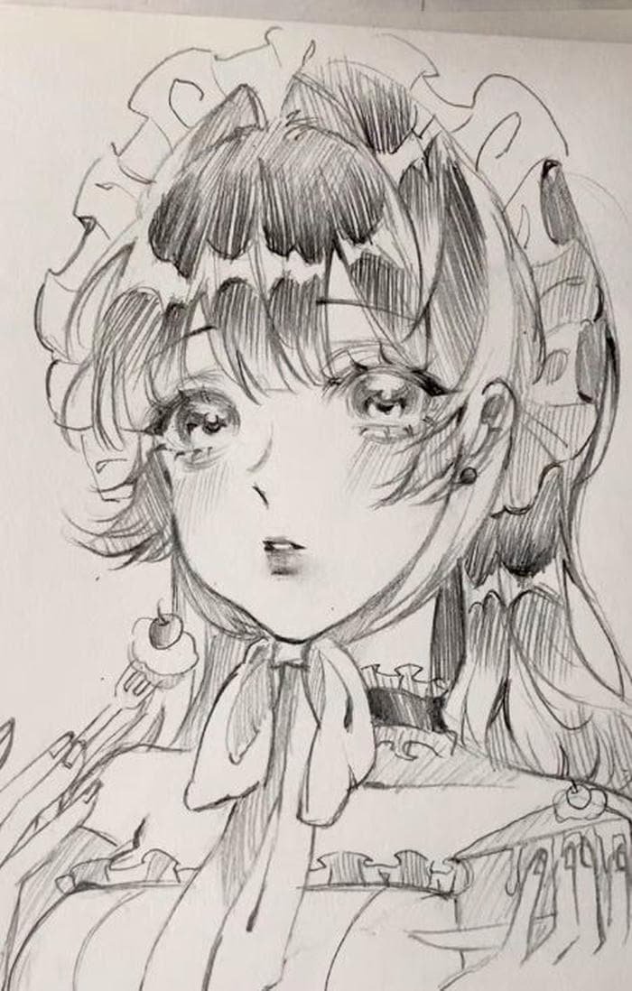 bức hình tranh vẽ anime ánh nhìn xa xăm