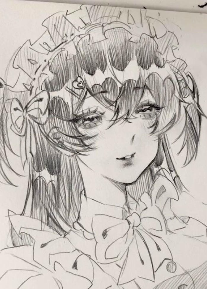 bức hình tranh vẽ anime nhân vật nét xinh