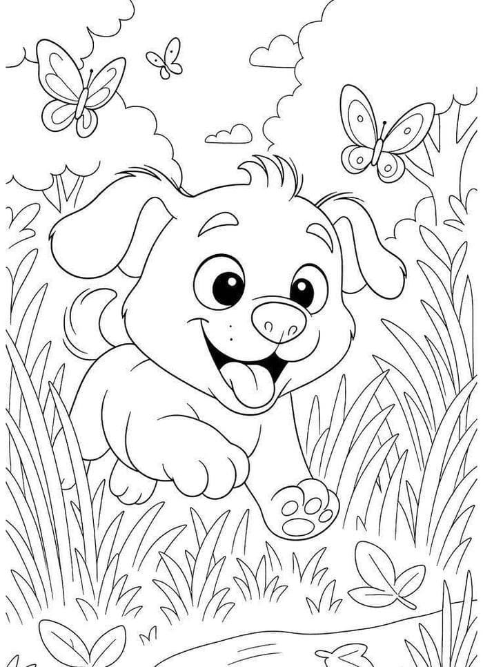 chó nhẹ nét cho bé tập tô