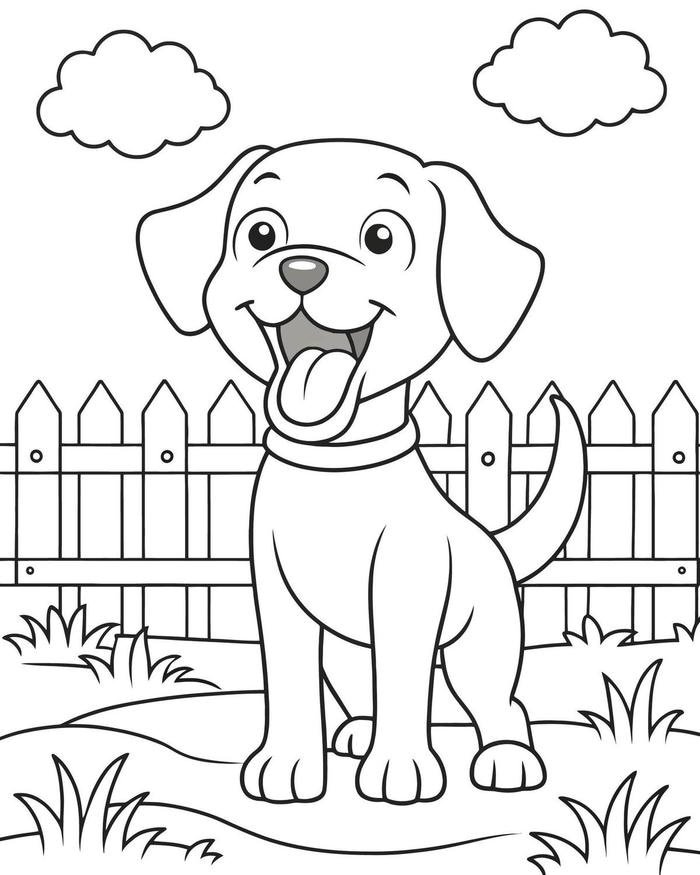 chú chó đơn nét tranh tô