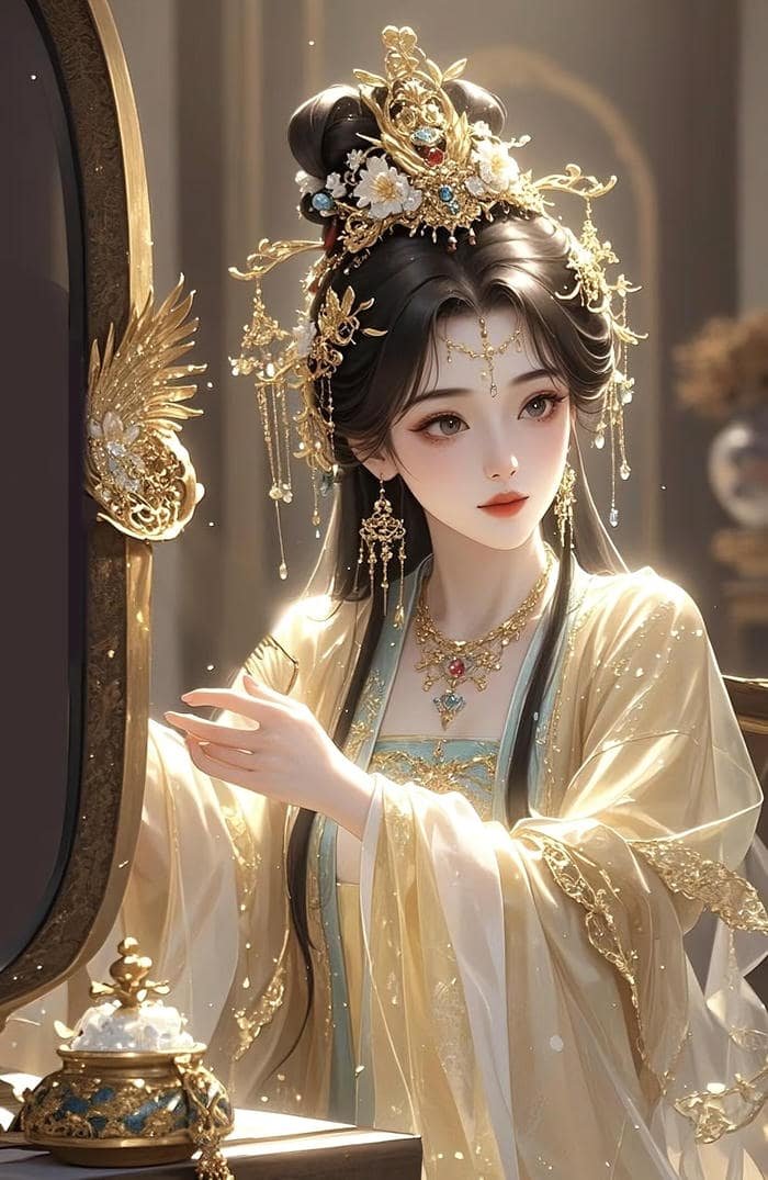 hình ảnh anime công chúa mặc váy vàng