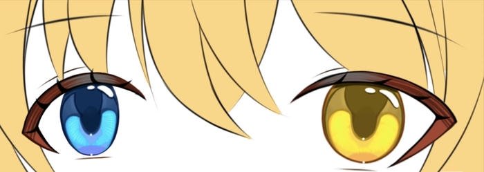 hình ảnh anime mắt đáng yêu 2 màu