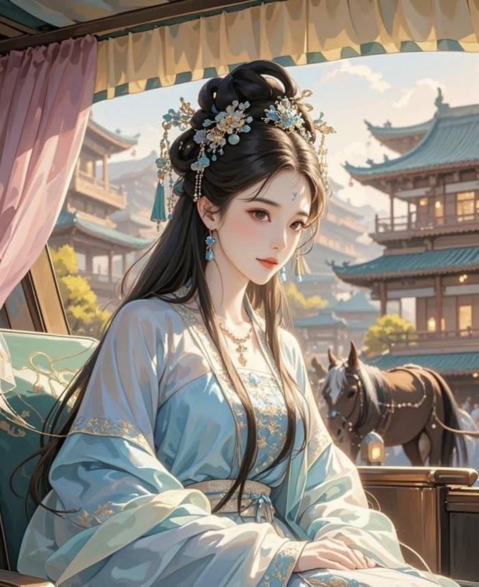 hình ảnh công chúa anime lạnh lùng đang ngồi