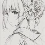 hình ảnh tranh vẽ anime nét vẽ uyển chuyển