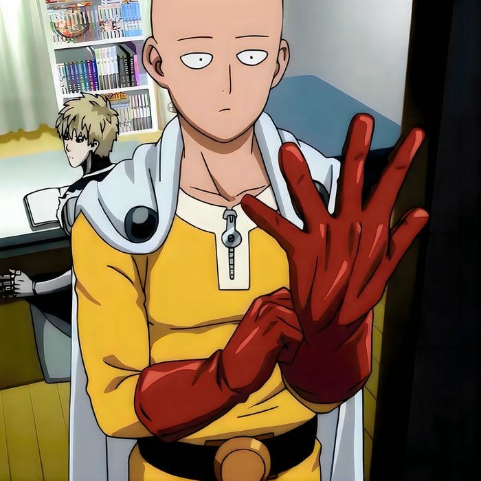 hình anime Saitama chuẩn bị chiến đấu