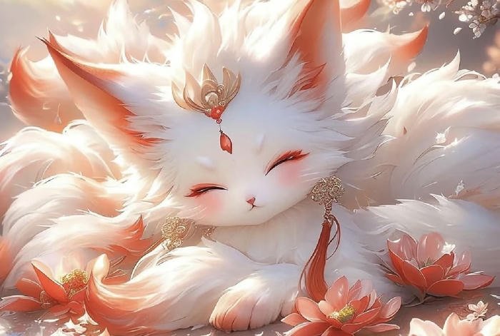 hình anime hồ ly nằm ngủ