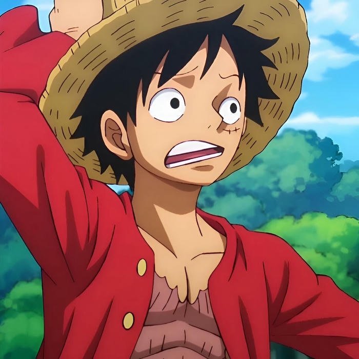 hình anime luffy đang bối rối