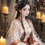 hình công chúa anime lạnh lùng bên ánh nến