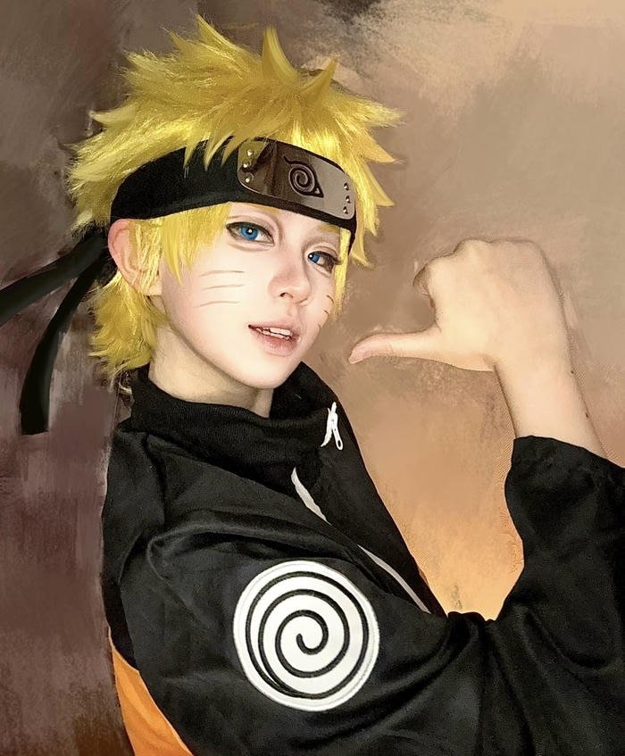 hình naruto cosplay mặc vẽ râu mèo